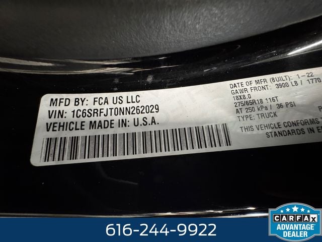 2022 RAM 1500 Laramie 5.7 Liter V8 Hemi Crew Cab 4WD