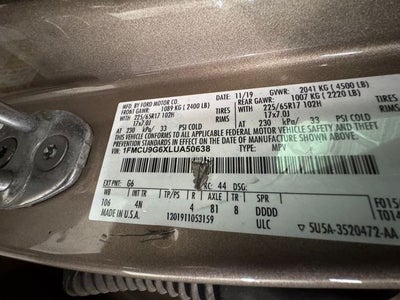 2020 Ford Escape SE 1.5 Liter EcoBoost AWD