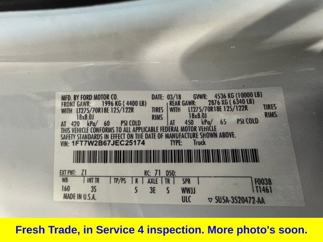 2018 Ford F-250SD XLT 6.2 Liter V8 Crew Cab 4WD