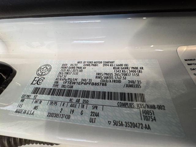 2023 Ford F-150 XLT 2.7 Liter V6 EcoBoost SuperCrew 4WD