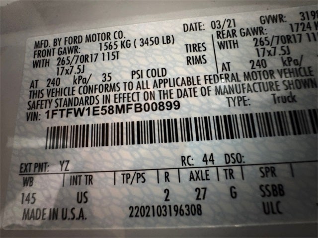 2021 Ford F-150 XLT 5.0 Liter V8 SuperCrew 4WD