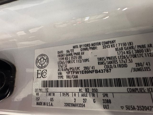 2022 Ford F-150 XLT 3.5 Liter V6 EcoBoost SuperCrew 4WD