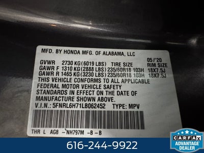 2020 Honda Odyssey EX-L 3.5 Liter V6 8 Passenger 3rd row Seating