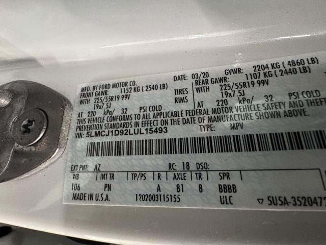 2020 Lincoln Corsair Standard 2.0 Liter AWD