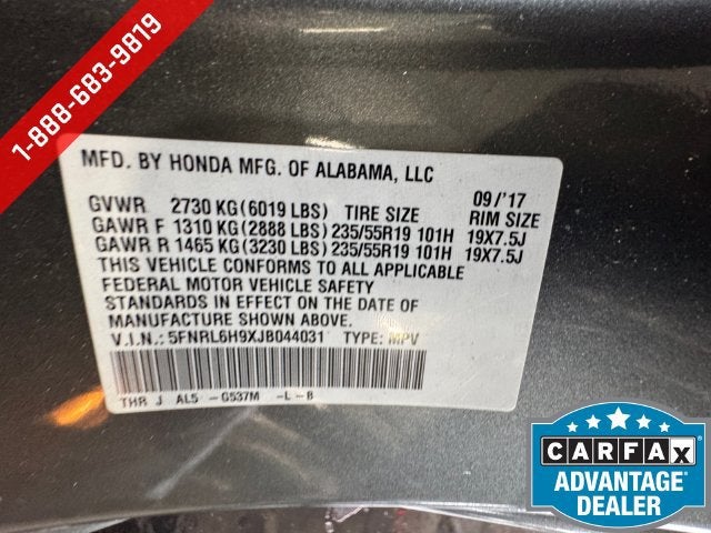 2018 Honda Odyssey Elite
