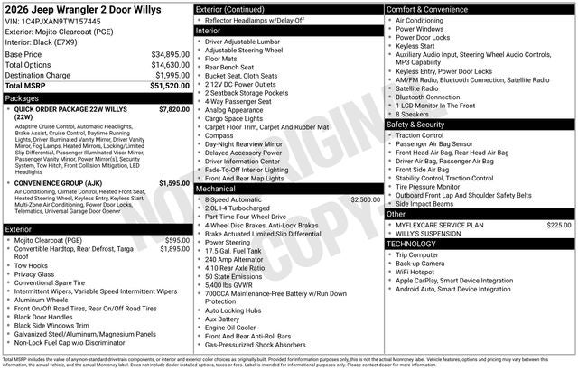 2026 Jeep Wrangler WRANGLER 2-DOOR WILLYS