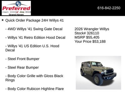 2026 Jeep Wrangler WRANGLER 4-DOOR WILLYS '41