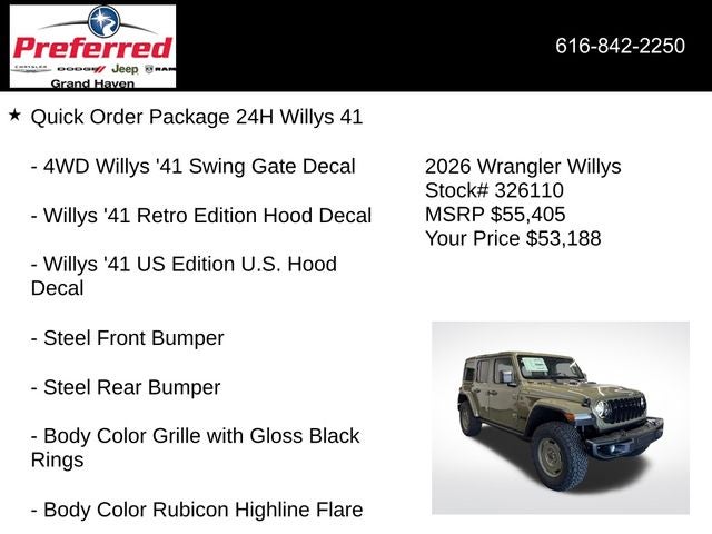 2026 Jeep Wrangler WRANGLER 4-DOOR WILLYS '41