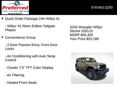 2026 Jeep Wrangler WRANGLER 4-DOOR WILLYS '41