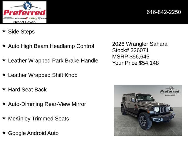 2026 Jeep Wrangler WRANGLER 4-DOOR SAHARA