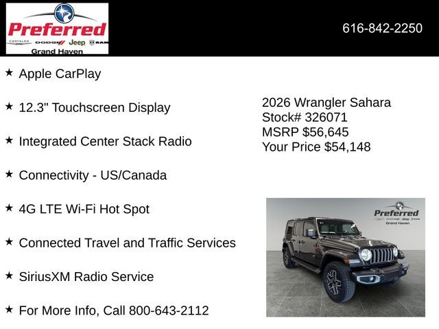 2026 Jeep Wrangler WRANGLER 4-DOOR SAHARA