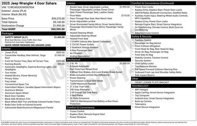 2025 Jeep Wrangler WRANGLER 4-DOOR SAHARA