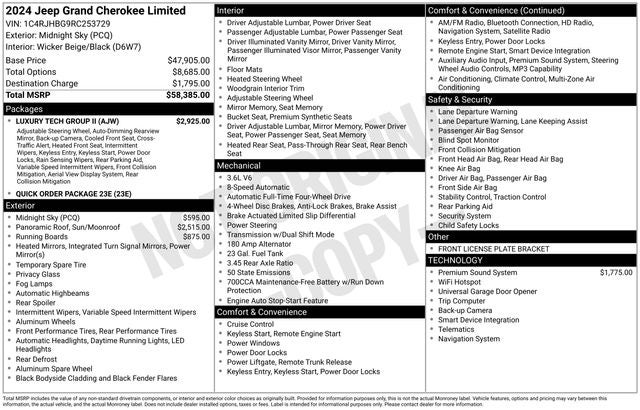 2024 Jeep Grand Cherokee Limited 3.6 Liter V6 4WD