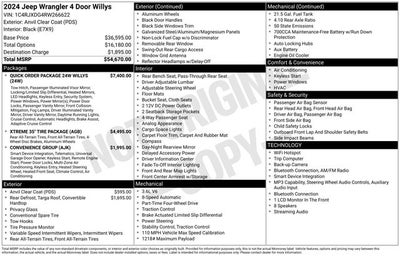 2024 Jeep Wrangler Willys 3.6 Liter V6 4D Automatic 4WD