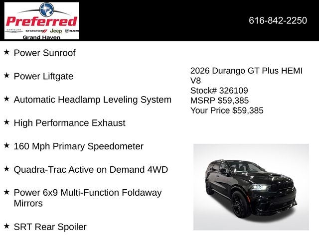 2026 Dodge Durango DURANGO GT PLUS AWD HEMI V8