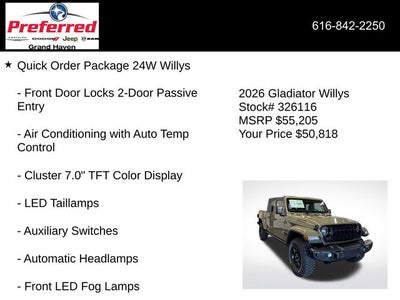2026 Jeep Gladiator GLADIATOR WILLYS 4X4