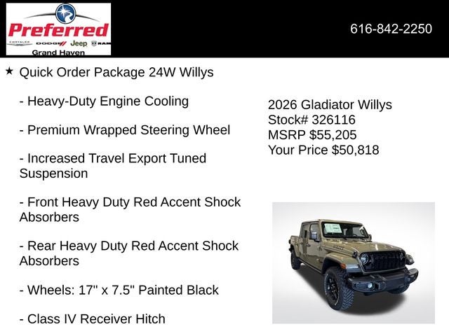 2026 Jeep Gladiator GLADIATOR WILLYS 4X4