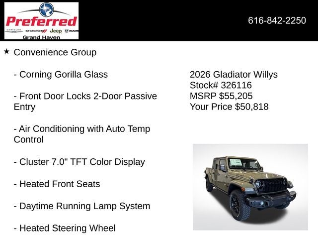 2026 Jeep Gladiator GLADIATOR WILLYS 4X4