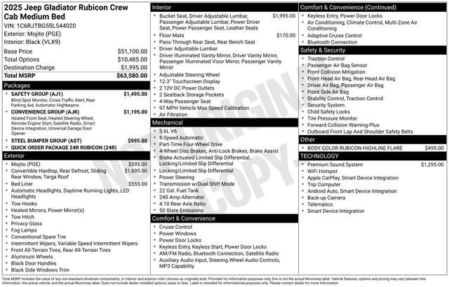 2025 Jeep Gladiator GLADIATOR RUBICON 4X4