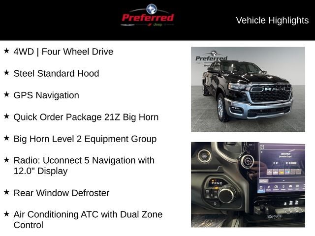 2026 RAM Ram 1500 RAM 1500 BIG HORN CREW CAB 4X4 5'7' BOX