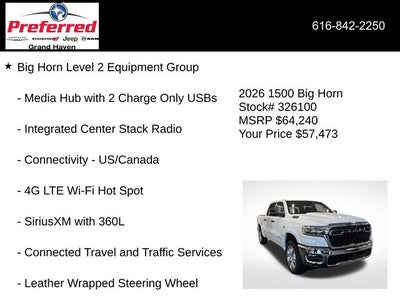 2026 RAM Ram 1500 RAM 1500 BIG HORN CREW CAB 4X4 5'7' BOX