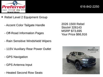 2026 RAM Ram 1500 RAM 1500 REBEL CREW CAB 4X4 5'7' BOX