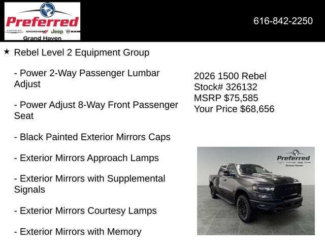 2026 RAM Ram 1500 RAM 1500 REBEL CREW CAB 4X4 5'7' BOX
