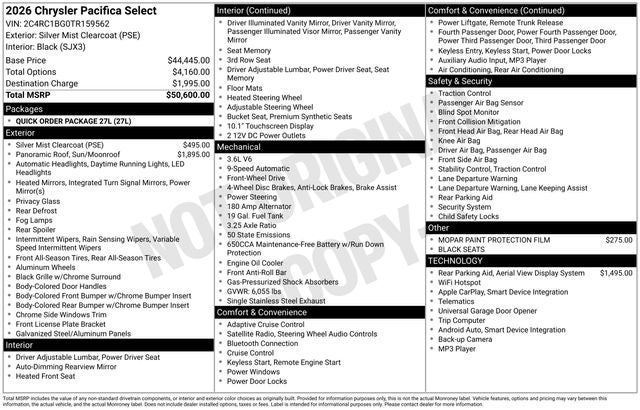 2026 Chrysler Pacifica Select