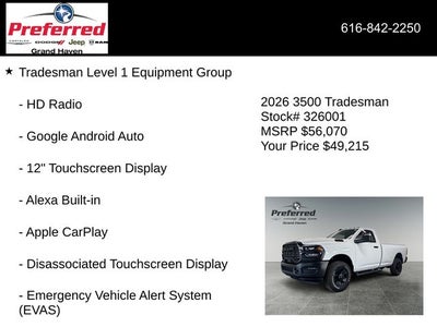2026 RAM Ram 3500 RAM 3500 TRADESMAN REGULAR CAB 4X4 8' BOX