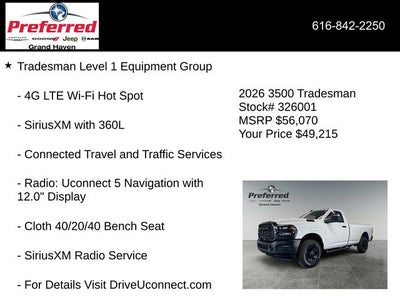 2026 RAM Ram 3500 RAM 3500 TRADESMAN REGULAR CAB 4X4 8' BOX