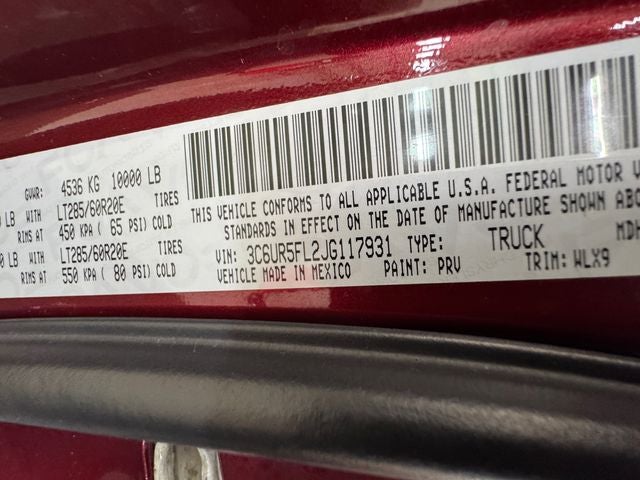 2018 RAM 2500 Laramie 6.7 Liter Cummins Turbodiesel Crew Cab 4WD