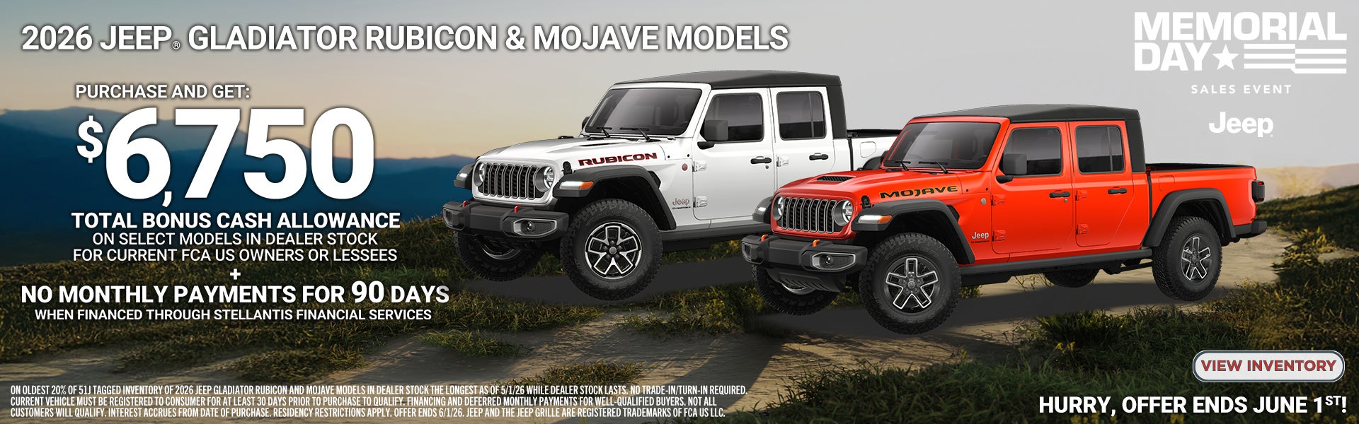 2026 JEEP® GLADIATOR RUBICON & MOJAVE MODELS